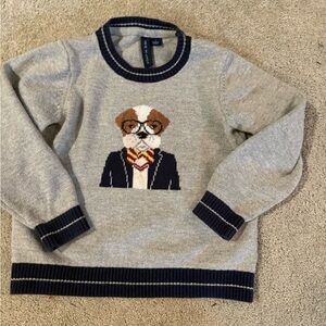 Janie and Jack Gray Sweater with Dog Design